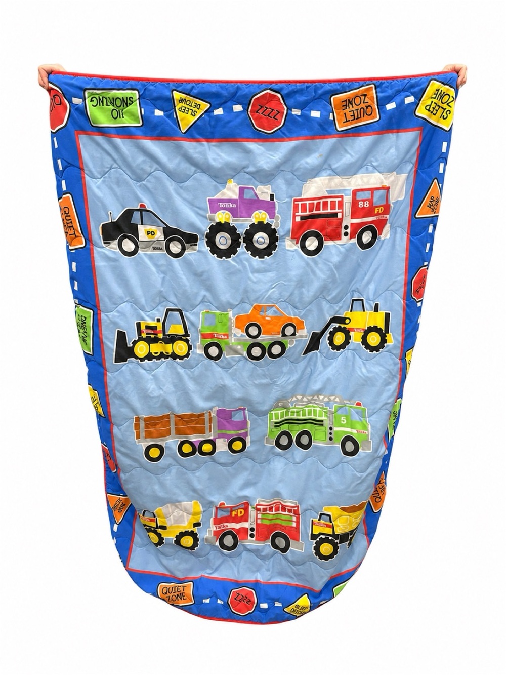 Vintage 90’s Tonka car/truck graphic print baby/toddler quilt (38x54)
